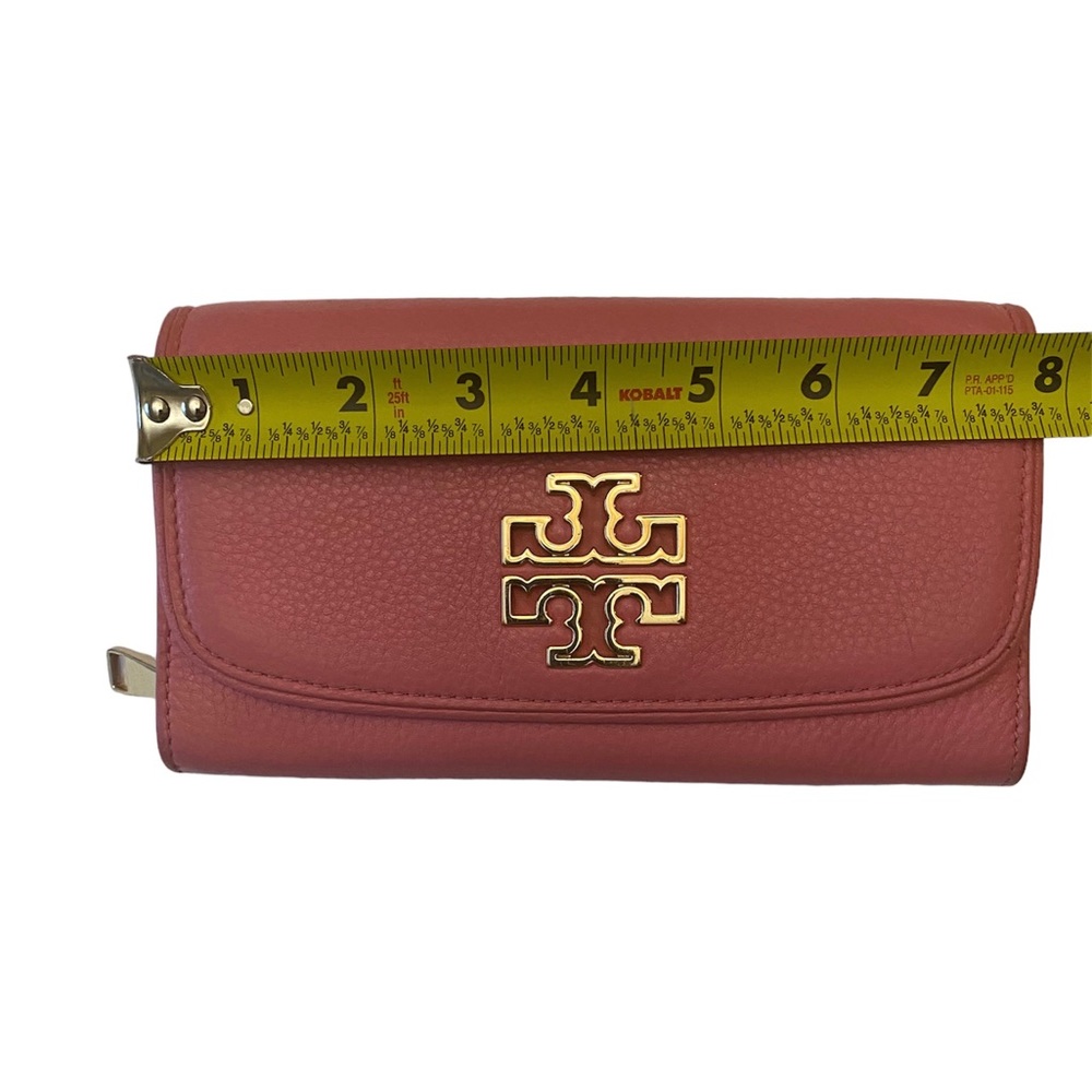 Tory Burch Britton Duo Envelope Continental Pink Leather Wallet - Picture 15 of 15